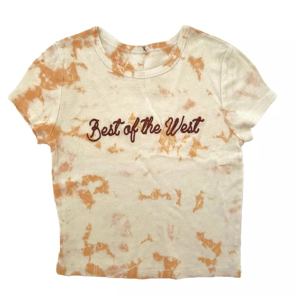 Sterling & Stitch Best Of The West Tie Dye Cream Cropped T Shirt NWOT Size XS - Picture 3 of 10